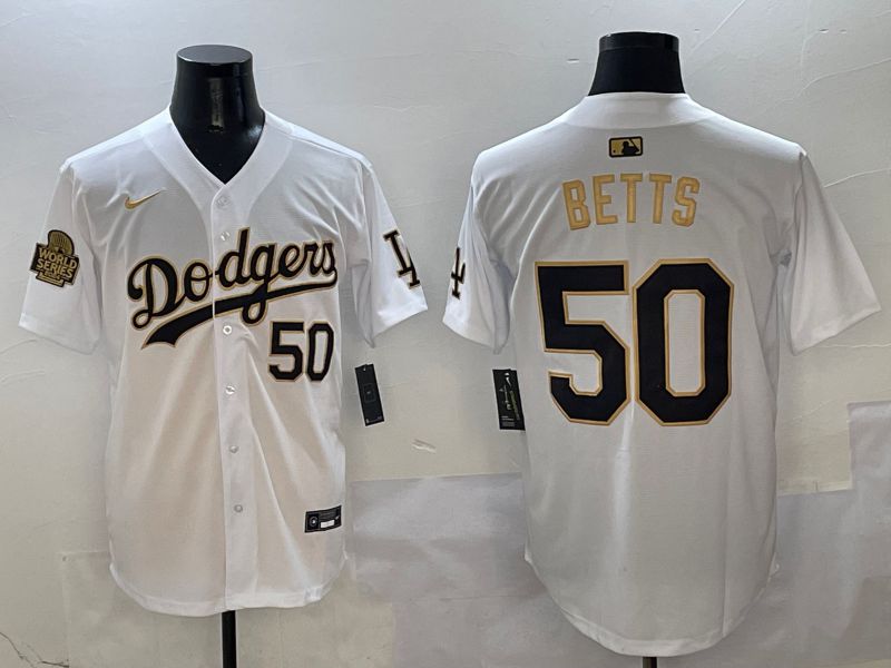 Men Los Angeles Dodgers #50 Betts White Black Game Nike 2025 MLB Jersey style 4->los angeles dodgers->MLB Jersey